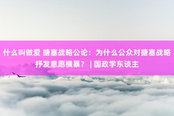 什么叫做爱 搪塞战略公论：为什么公众对搪塞战略抒发意愿横暴？ | 国政学东谈主