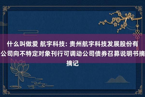 什么叫做爱 航宇科技: 贵州航宇科技发展股份有限公司向不特定对象刊行可调动公司债券召募说明书摘记