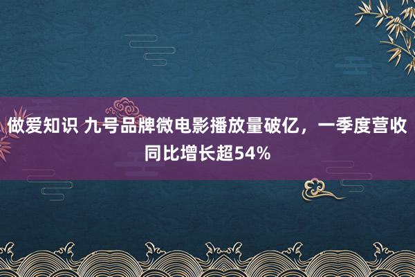 做爱知识 九号品牌微电影播放量破亿，一季度营收同比增长超54%